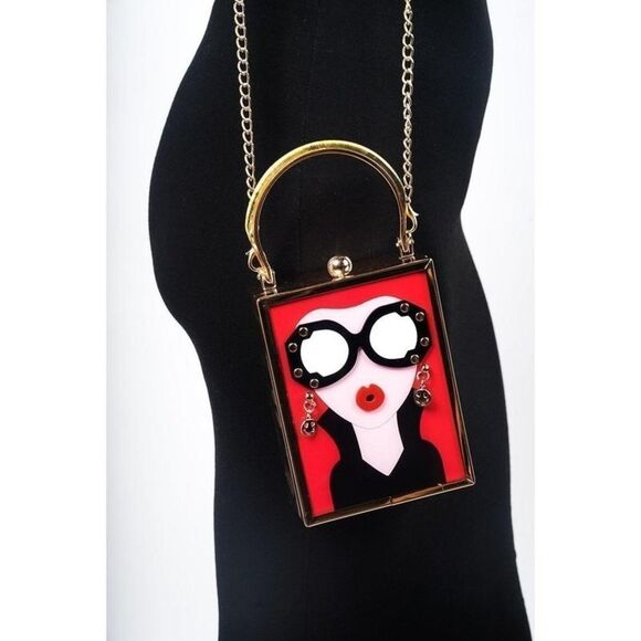 Lady Face Luxury Acrylic Evening Bag - Picture 11 of 12
